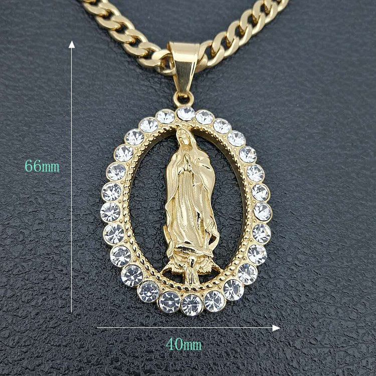 The Marian Radiance Stainless Steel Virgin Mary Pendant Necklace