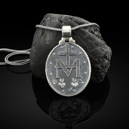 The Miraculous Emblem Stainless Steel Virgin Mary Necklace view 4