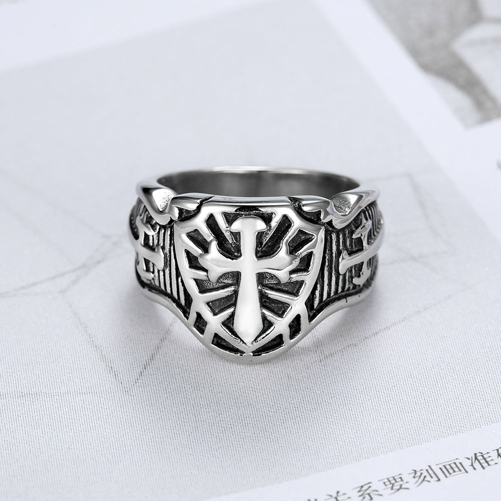 The Steadfast Shield Men's Stainless Steel Templar Ring
