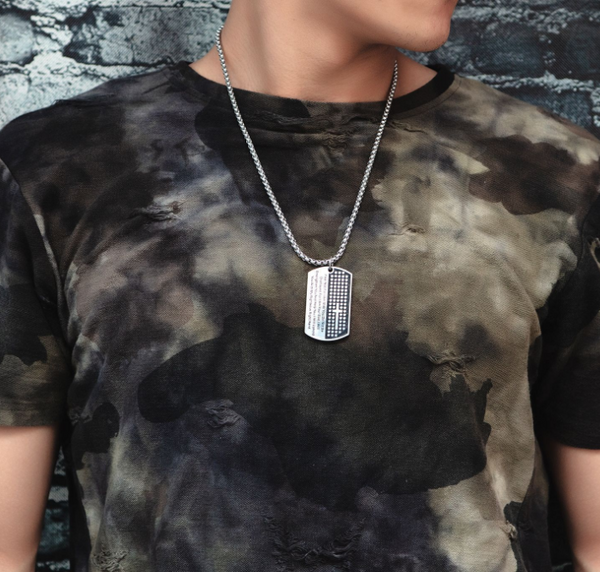 The Steadfast Word Stainless Steel Dog Tag Cross Necklace