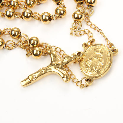 The Prayerful Journey Stainless Steel Rosary Necklace Cross view 4