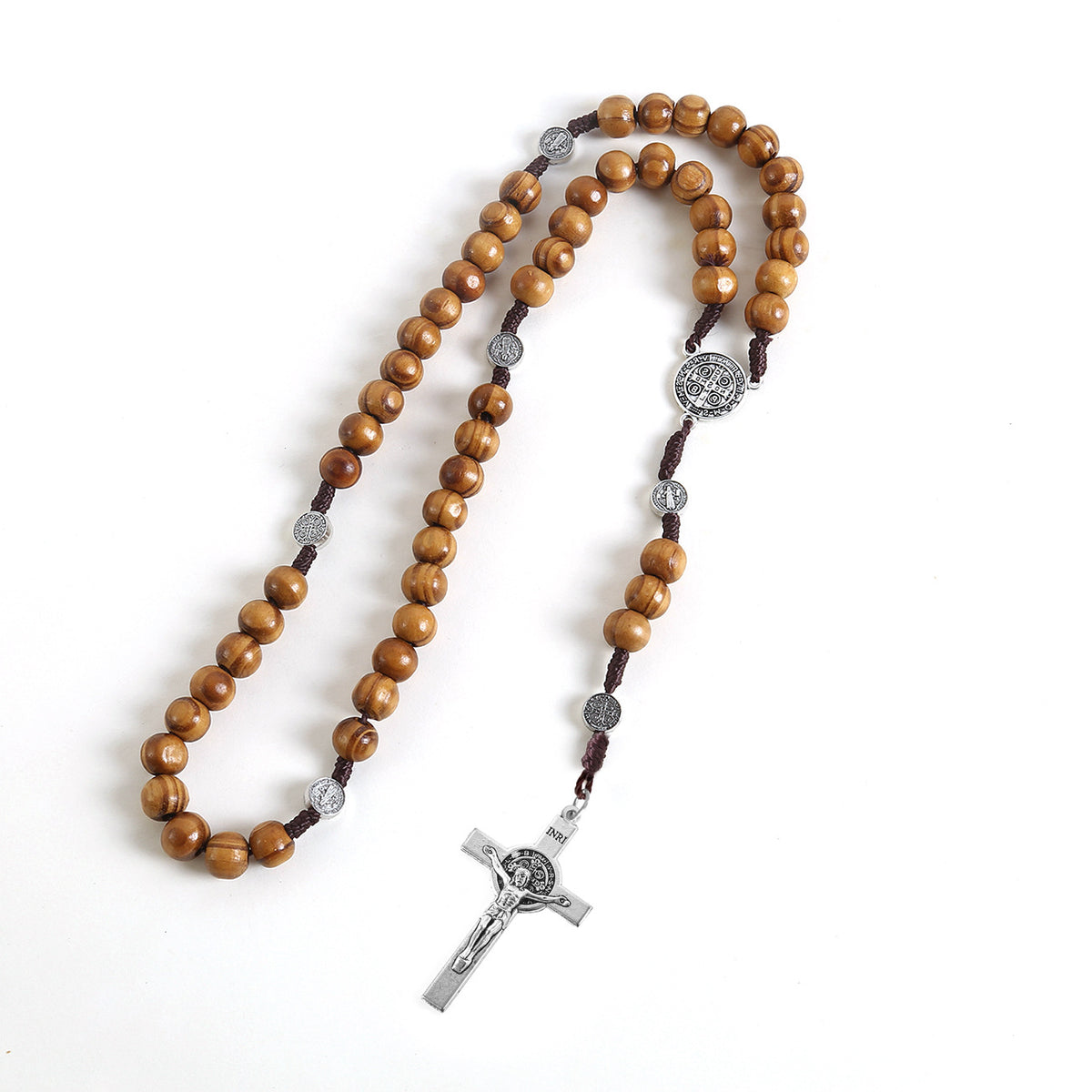The Prayerful Rosary Wooden bead rosary necklace view 8