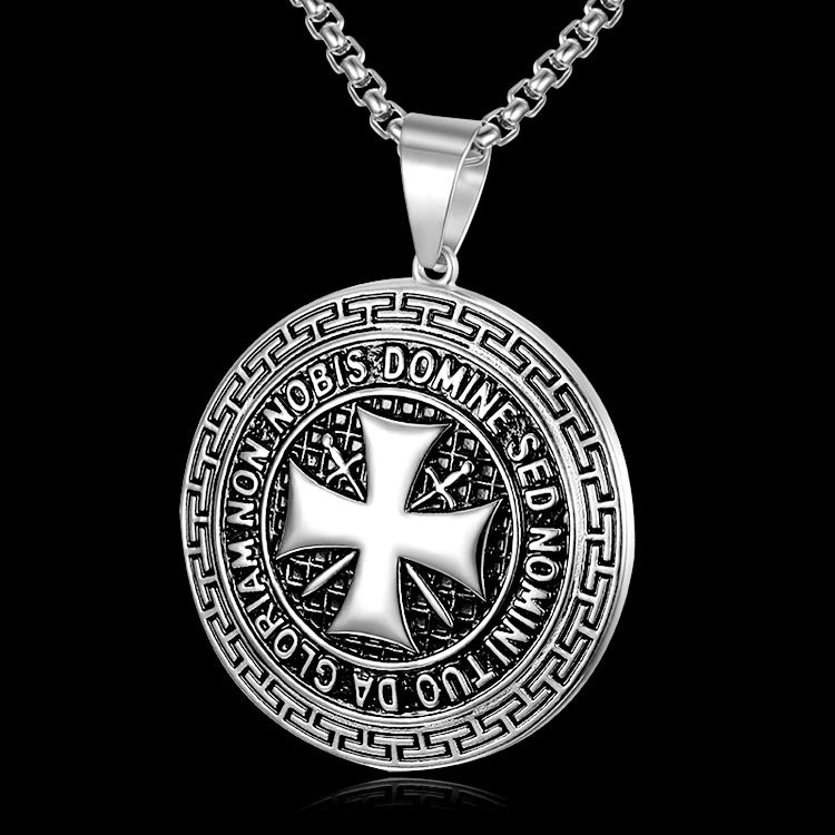 The Templar's Motto Stainless Steel Templar Cross Necklace view 7