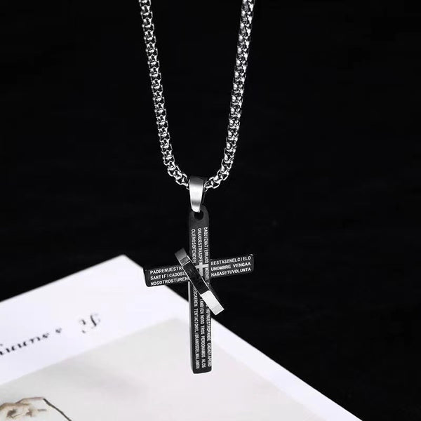 The Sacred Ring Cross Stainless Steel Cross Ring Necklace view 3