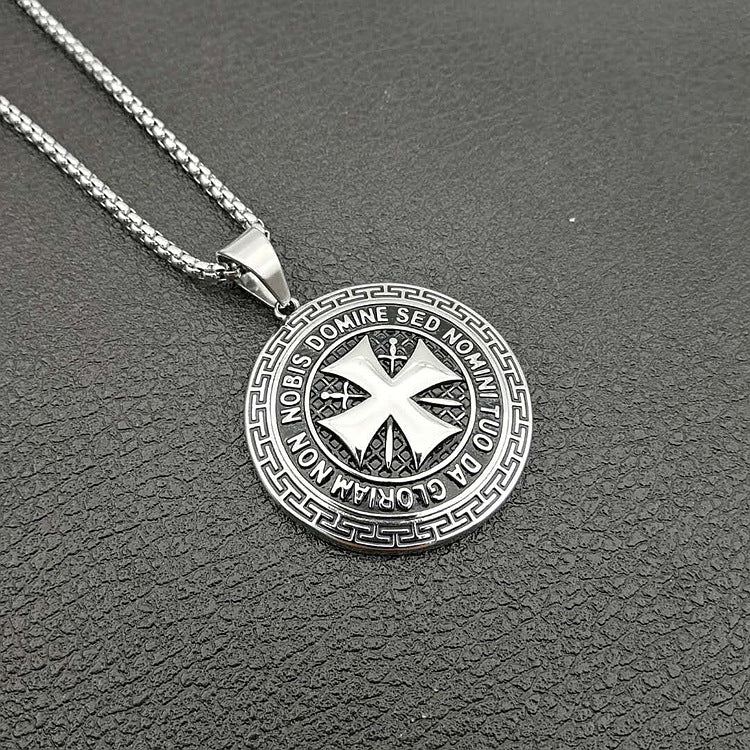 The Templar's Motto Stainless Steel Templar Cross Necklace view 6