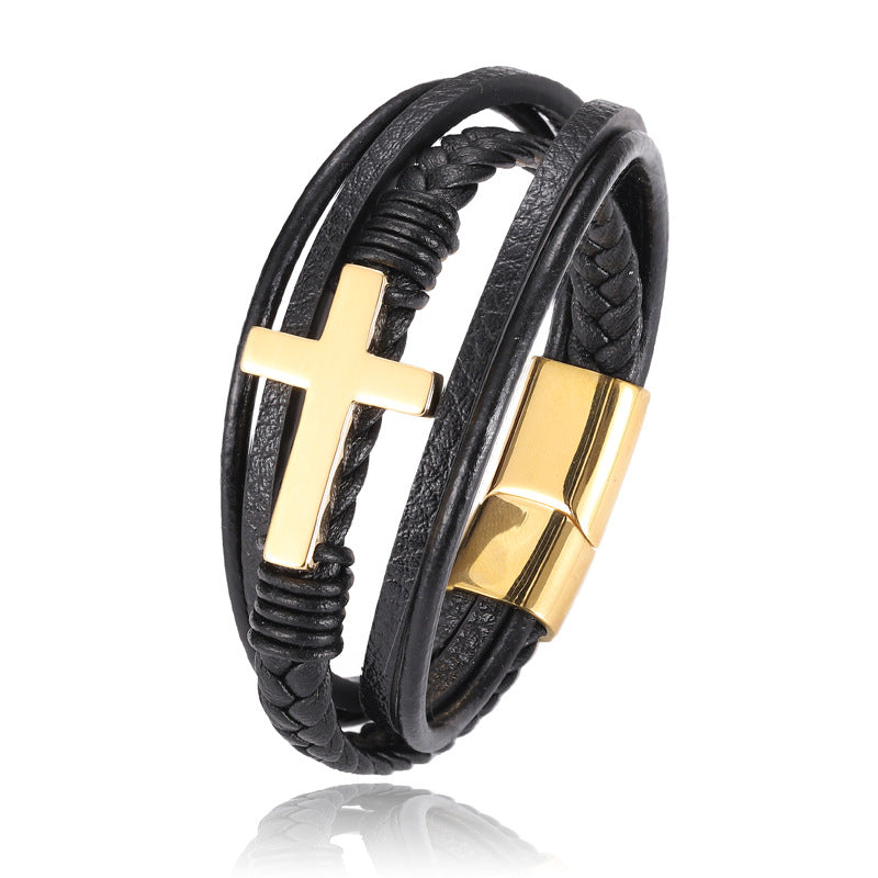 The Braided Devotion Multi-layer Braided Cross Bracelet view 7