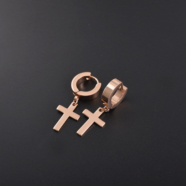 The Rainbow Cross Iridescent Stainless Steel Cross Earrings view 10
