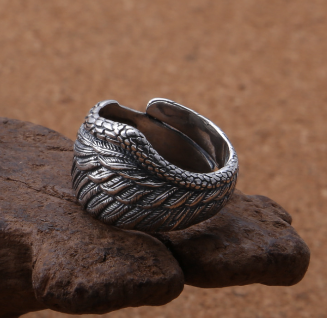 The Angelic Flight Sterling silver angel wing ring view 7