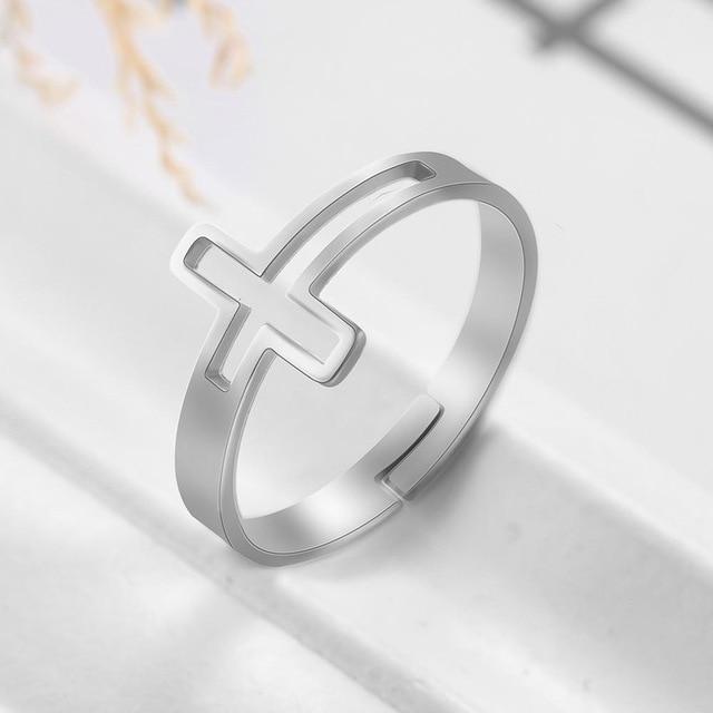The Open Cross Stainless Steel Open Cross Ring view 5