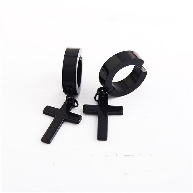 The Rainbow Cross Iridescent Stainless Steel Cross Earrings view 11