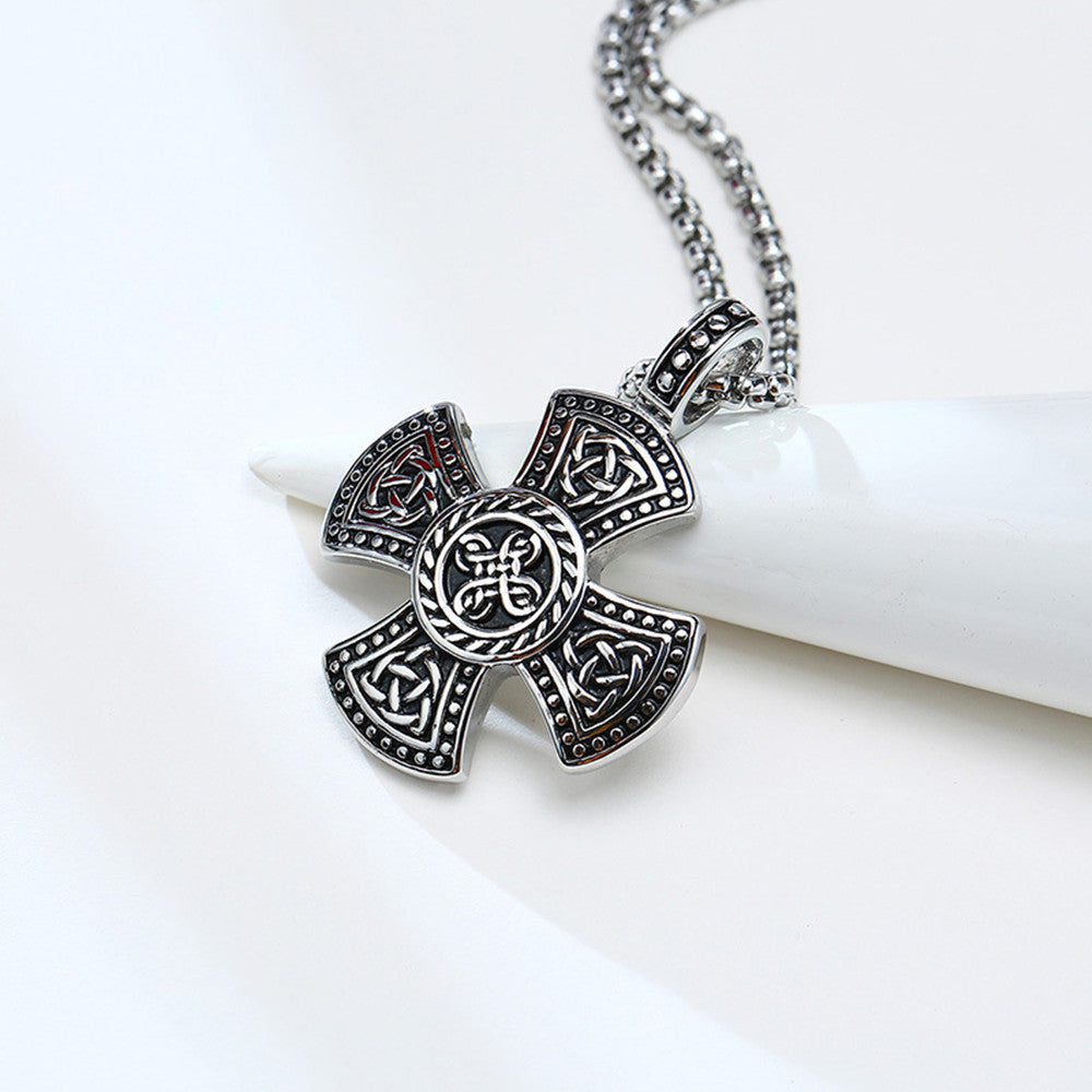 The Enduring Knot Stainless Steel Celtic Cross Necklace view 4