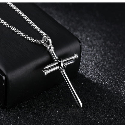 The Reverent Nails Stainless Steel Nail Cross Necklace view 3