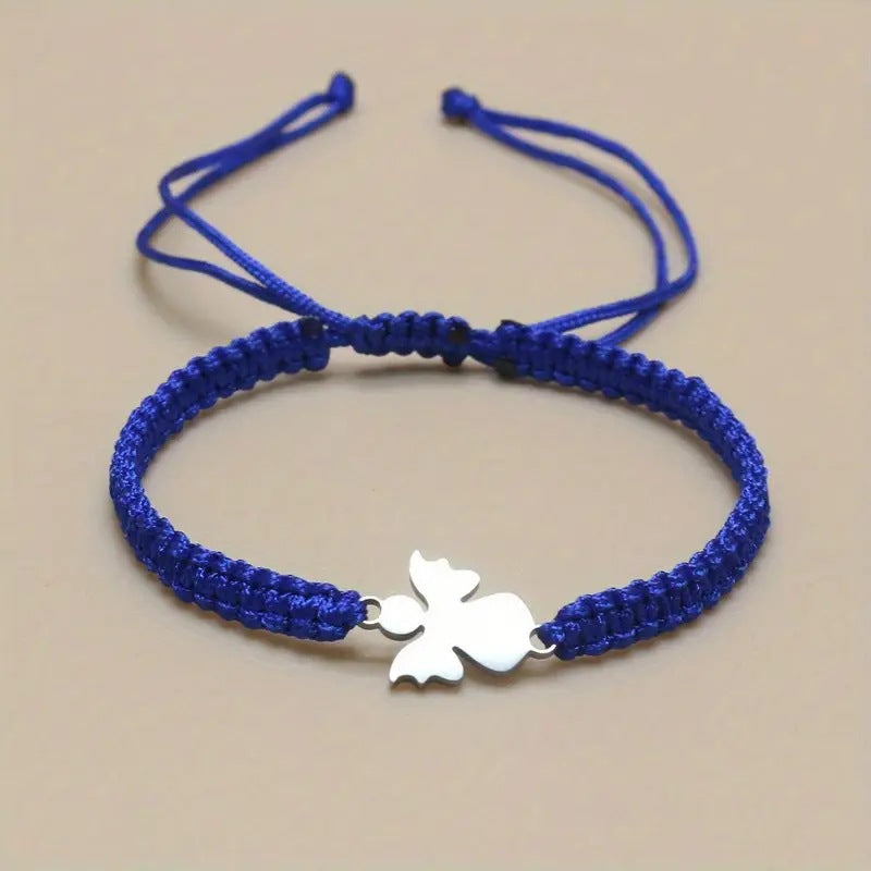 The Angelic Embrace Stainless Steel Angel Cord Bracelet