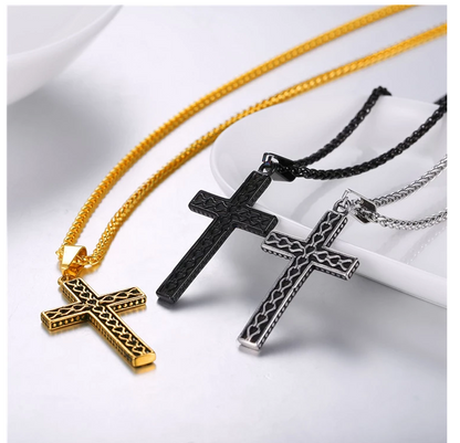 The Reverent Heart Cross Black Stainless Steel Cross Necklace view 4