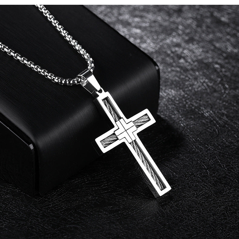 The Cable Cross Stainless Steel Cable Cross Necklace view 6