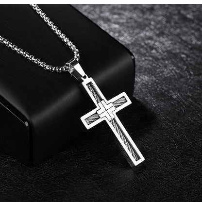 The Cable Cross Stainless Steel Cable Cross Necklace view 6