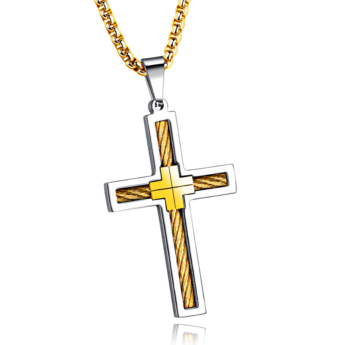 The Cable Cross Stainless Steel Cable Cross Necklace view 3