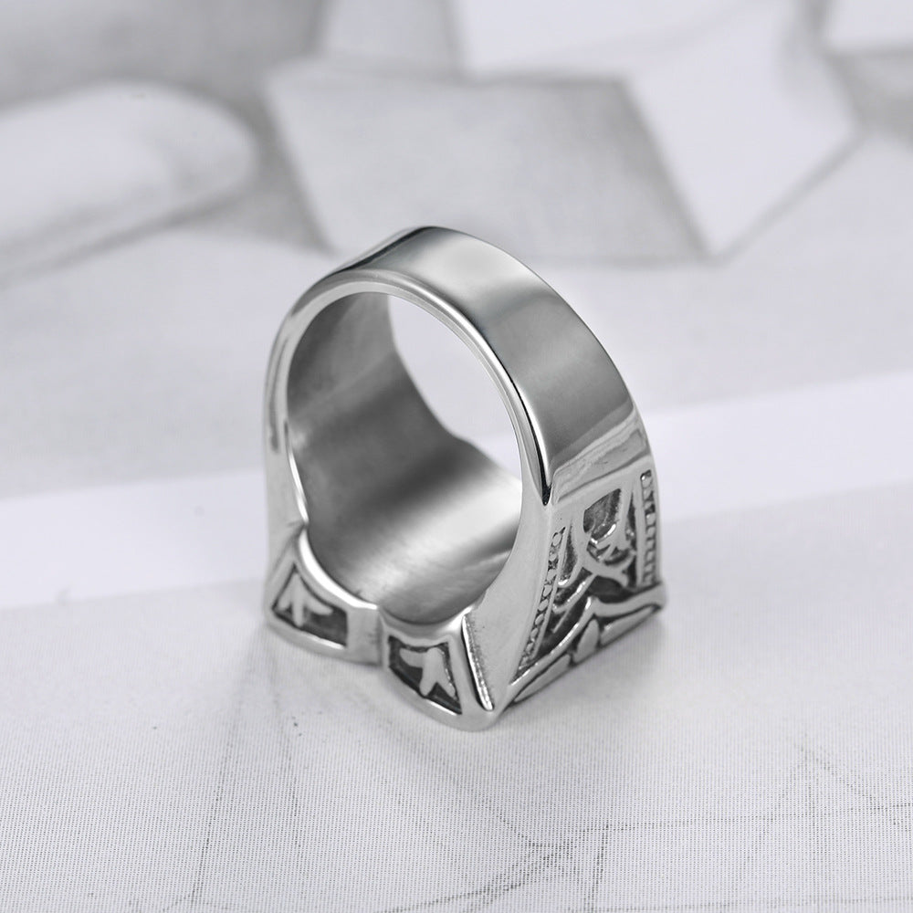 The Templar Signet Stainless Steel Vintage Cross Ring view 4