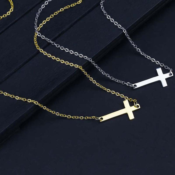 The Sideways Cross Stainless Steel Sideways Cross Necklace
