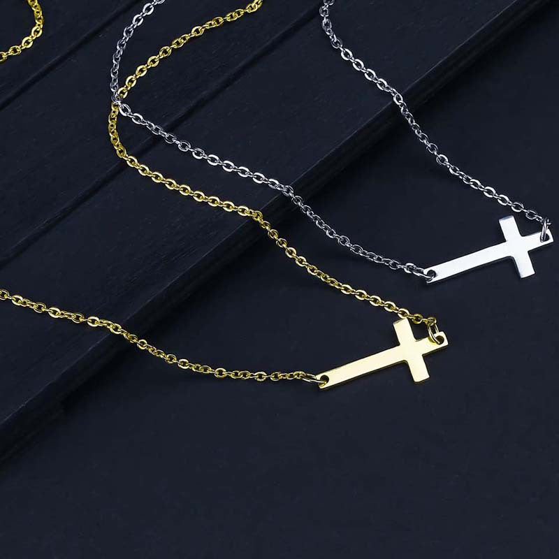 The Sideways Cross Stainless Steel Sideways Cross Necklace
