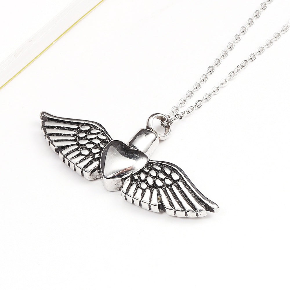 The Winged Heart Stainless Steel Angel Wing Heart Necklace view 6