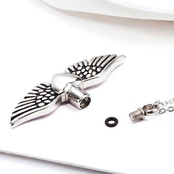 The Winged Heart Stainless Steel Angel Wing Heart Necklace view 4