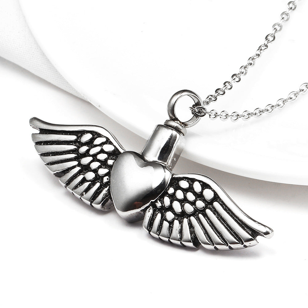 The Winged Heart Stainless Steel Angel Wing Heart Necklace view 5