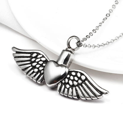 The Winged Heart Stainless Steel Angel Wing Heart Necklace view 5