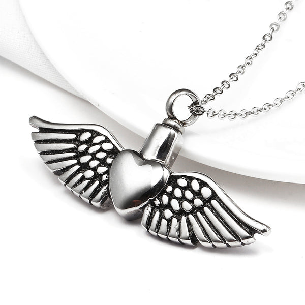 The Winged Heart Stainless Steel Angel Wing Heart Necklace view 5