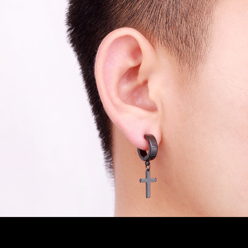 The Reverent Drop Stainless Steel Cross Drop Earring