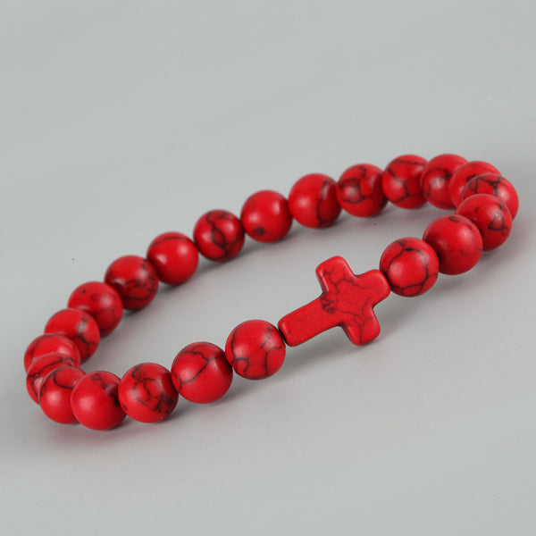 The Beaded Cross Natural Stone Cross Bracelet view 7
