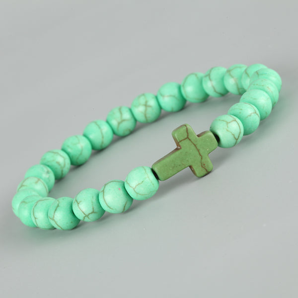 The Beaded Cross Natural Stone Cross Bracelet view 3