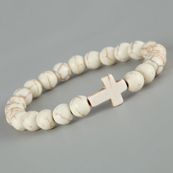 The Beaded Cross Natural Stone Cross Bracelet view 6