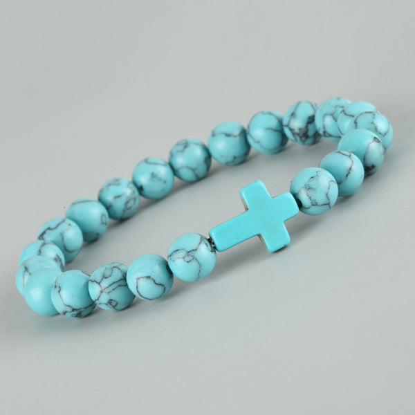 The Beaded Cross Natural Stone Cross Bracelet view 2