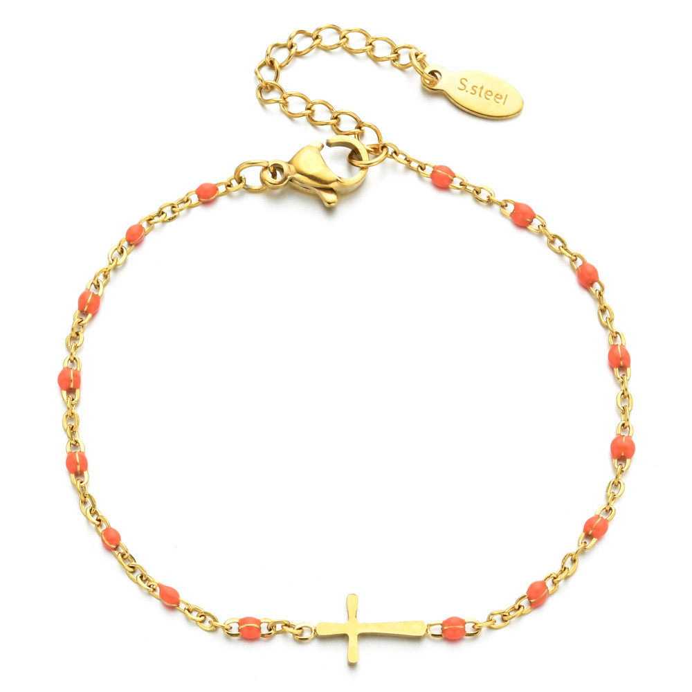The Devout Path Stainless Steel Sideways Cross Bracelet view 11