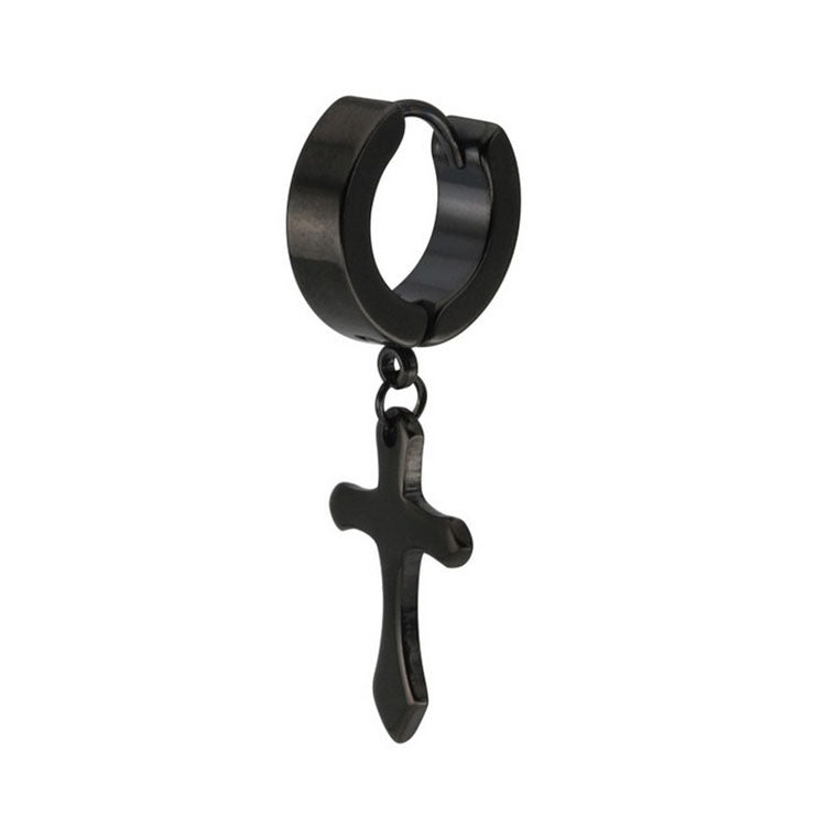 The Midnight Cross Black Stainless Steel Cross Earrings view 2
