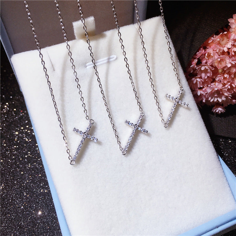 The Horizon Vow - Sterling Silver Sideways Cross Necklace