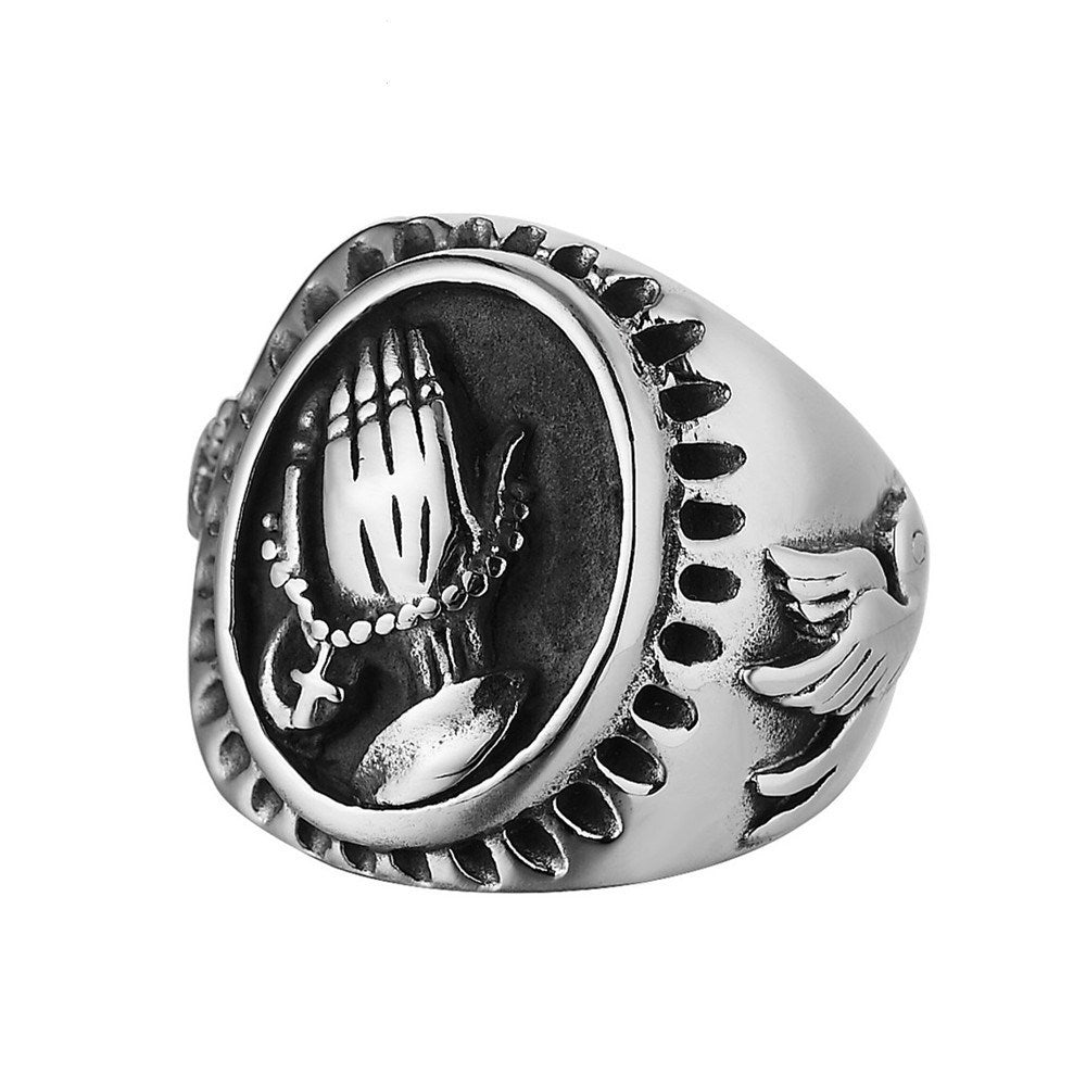 The Steadfast Prayer Stainless Steel Praying Hands Ring view 2