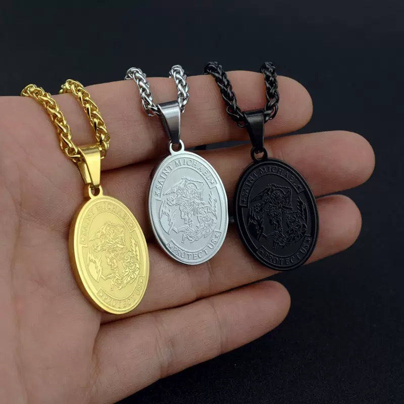 The Saint Michael Medal Stainless Steel Saint Michael Necklace