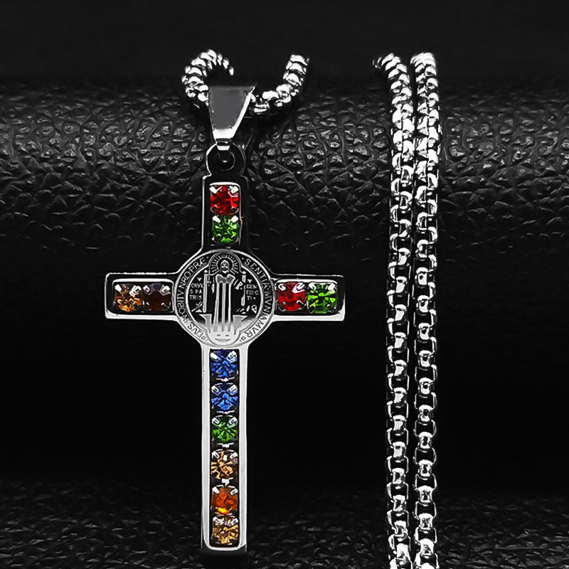 The Benedictine Radiance Stainless Steel St Benedict Cross Necklace view 6
