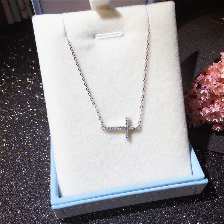 The Horizon Vow - Sterling Silver Sideways Cross Necklace