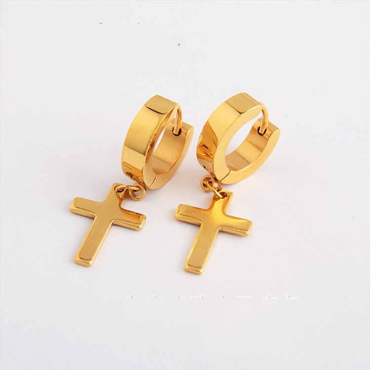 The Rainbow Cross Iridescent Stainless Steel Cross Earrings view 8