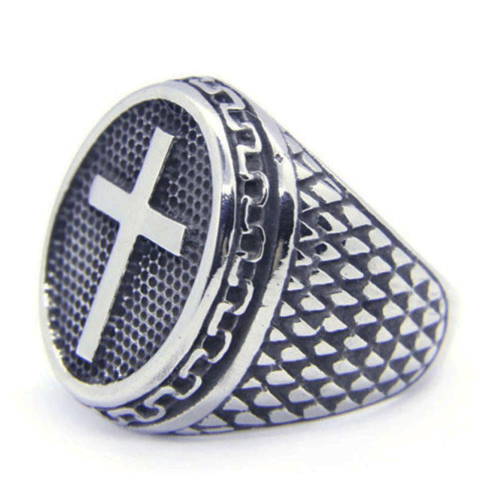 The Enduring Mark Stainless Steel Cross Men's Ring view 3