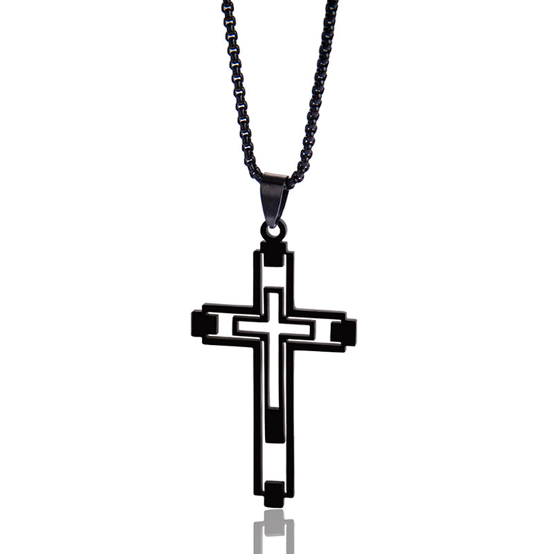 The Modern Devotion Stainless Steel Hollow Cross Necklace view 3