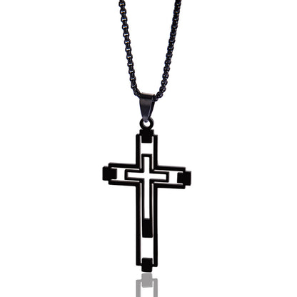 The Modern Devotion Stainless Steel Hollow Cross Necklace view 3