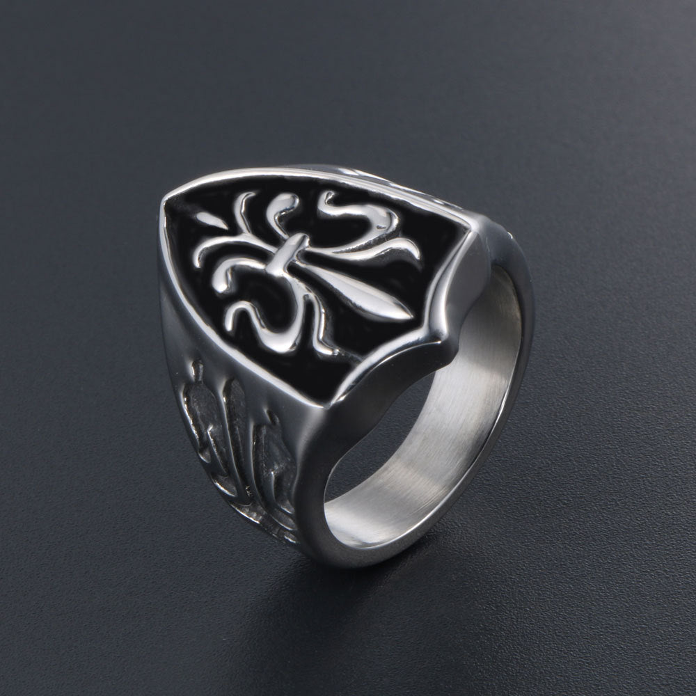 The Sacred Shield Stainless Steel Fleur-de-lis Ring view 3