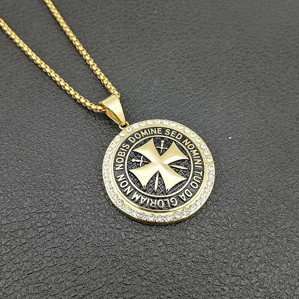The Templar's Motto Stainless Steel Templar Cross Necklace view 8