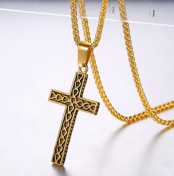 The Reverent Heart Cross Black Stainless Steel Cross Necklace view 6