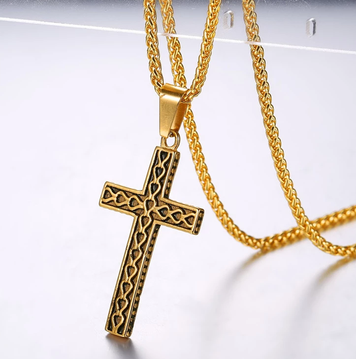 The Reverent Heart Cross Black Stainless Steel Cross Necklace view 6