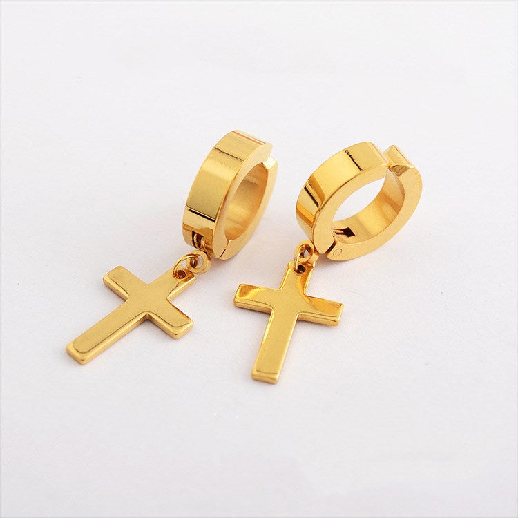 The Rainbow Cross Iridescent Stainless Steel Cross Earrings view 5